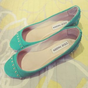 Steve Madden Kstudd Turquoise Suede Flat size 5.5